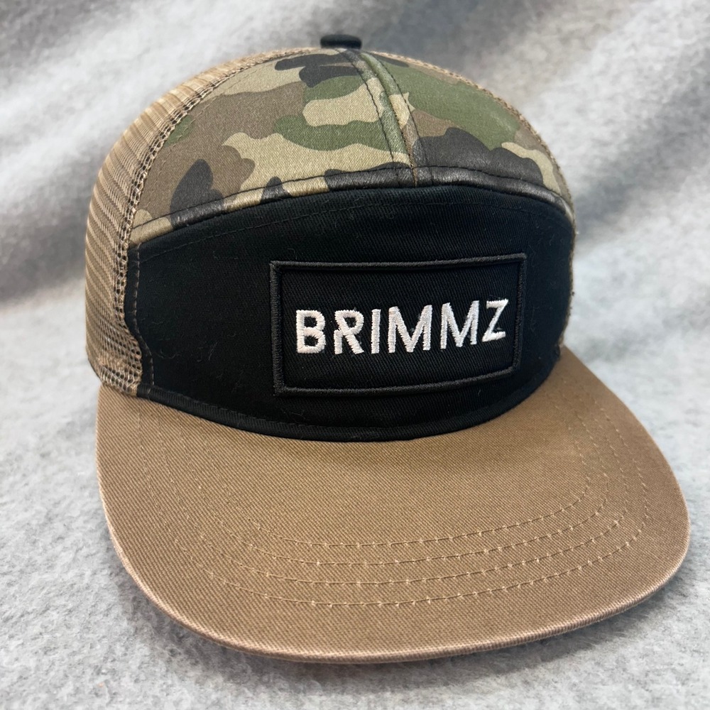 Brimmz Patch Kids Brown Camo Brimmz Trucker Hat Mesh Snapback Flat Brim Size M